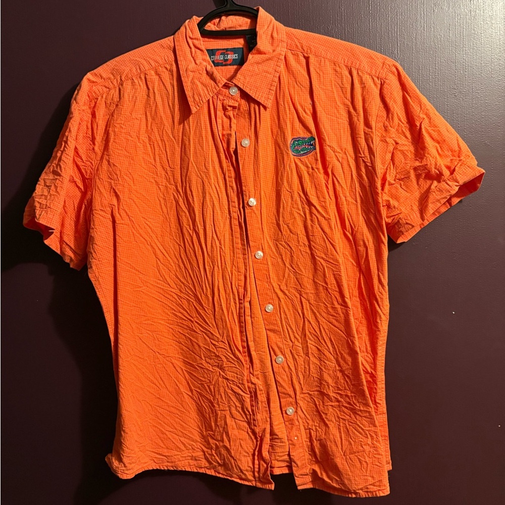 Vibrant Orange Casual Button-Down Shirt